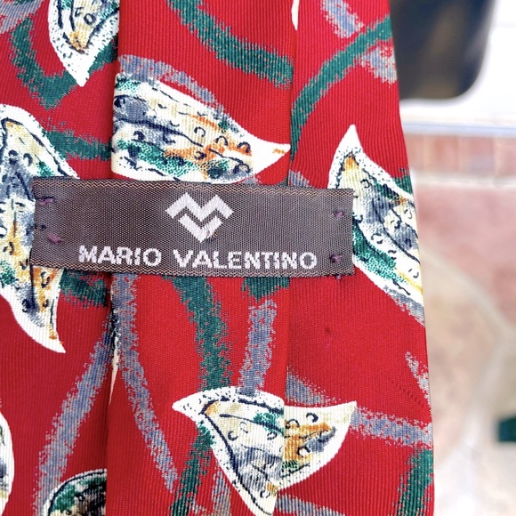 Mario Valentino, Silk Tie, Rust, Blue, Cream & Gray - Picture 3 of 4